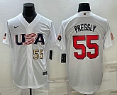 Mens USA Baseball #55 Ryan Pressly Number 2023 White World Baseball Classic Stitched Jersey,baseball caps,new era cap wholesale,wholesale hats
